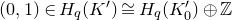 left parenthesis 0 comma 1 right parenthesis element of upper H Subscript q Baseline left parenthesis upper K Superscript prime Baseline right parenthesis approximately equals upper H Subscript q Baseline left parenthesis upper K prime 0 right parenthesis circled plus double struck upper Z
