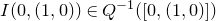 upper I left parenthesis 0 comma left parenthesis 1 comma 0 right parenthesis right parenthesis element of upper Q Superscript negative 1 Baseline left parenthesis left bracket 0 comma left parenthesis 1 comma 0 right parenthesis right bracket right parenthesis
