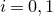 i equals 0 comma 1