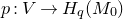 p colon upper V right arrow upper H Subscript q Baseline left parenthesis upper M 0 right parenthesis