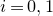 i equals 0 comma 1