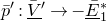 p overbar prime colon upper V overbar underbar Superscript prime Baseline right arrow minus upper E overbar underbar Subscript 1 Superscript asterisk