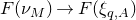 upper F left parenthesis nu Subscript upper M Baseline right parenthesis right arrow upper F left parenthesis xi Subscript q comma upper A Baseline right parenthesis