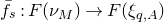 f overbar Subscript s Baseline colon upper F left parenthesis nu Subscript upper M Baseline right parenthesis right arrow upper F left parenthesis xi Subscript q comma upper A Baseline right parenthesis