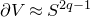 partial differential upper V almost equals upper S Superscript 2 q minus 1