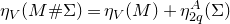 eta Subscript upper V Baseline left parenthesis upper M number sign normal upper Sigma right parenthesis equals eta Subscript upper V Baseline left parenthesis upper M right parenthesis plus eta Subscript 2 q Superscript upper A Baseline left parenthesis normal upper Sigma right parenthesis