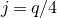 j equals q divided by 4