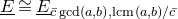 upper E underbar approximately equals upper E underbar Subscript c overbar gcd left parenthesis a comma b right parenthesis comma normal l normal c normal m left parenthesis a comma b right parenthesis divided by c overbar