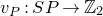 v Subscript upper P Baseline colon upper S upper P right arrow double struck upper Z 2
