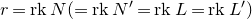 r equals normal r normal k upper N left parenthesis equals normal r normal k upper N Superscript prime Baseline equals normal r normal k upper L equals normal r normal k upper L Superscript prime Baseline right parenthesis
