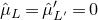 ModifyingAbove mu With caret Subscript upper L Baseline equals ModifyingAbove mu With caret prime Subscript upper L prime Baseline equals 0