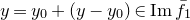 y equals y 0 plus left parenthesis y minus y 0 right parenthesis element of normal upper I normal m f overbar Subscript 1