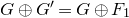 upper G circled plus upper G Superscript prime Baseline equals upper G circled plus upper F 1