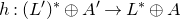 h colon left parenthesis upper L Superscript prime Baseline right parenthesis Superscript asterisk Baseline circled plus upper A Superscript prime Baseline right arrow upper L Superscript asterisk Baseline circled plus upper A