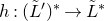 h colon left parenthesis upper L overtilde Superscript prime Baseline right parenthesis Superscript asterisk Baseline right arrow upper L overtilde Superscript asterisk
