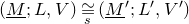 left parenthesis upper M underbar semicolon upper L comma upper V right parenthesis approximately equals Underscript Superscript s Baseline Endscripts left parenthesis upper M underbar Superscript prime Baseline semicolon upper L prime comma upper V Superscript prime Baseline right parenthesis