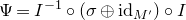 normal upper Psi equals upper I Superscript negative 1 Baseline ring left parenthesis sigma circled plus normal i normal d Subscript upper M Sub Superscript prime Subscript Baseline right parenthesis ring upper I