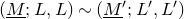 left parenthesis upper M underbar semicolon upper L comma upper L right parenthesis tilde left parenthesis upper M underbar Superscript prime Baseline semicolon upper L prime comma upper L Superscript prime Baseline right parenthesis