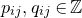 p Subscript i j Baseline comma q Subscript i j Baseline element of double struck upper Z
