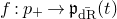f colon p Subscript plus Baseline right arrow German p Subscript ModifyingAbove normal d normal upper R With bar Baseline left parenthesis t right parenthesis