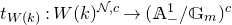 t Subscript upper W left parenthesis k right parenthesis Baseline colon upper W left parenthesis k right parenthesis Superscript script upper N comma c Baseline right arrow left parenthesis double struck upper A Subscript minus Superscript 1 Baseline divided by double struck upper G Subscript m Baseline right parenthesis Superscript c