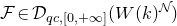 script upper F element of script upper D Subscript q c comma left bracket 0 comma plus normal infinity right bracket Baseline left parenthesis upper W left parenthesis k right parenthesis Superscript script upper N Baseline right parenthesis