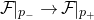 script upper F vertical bar Subscript p Sub Subscript minus Subscript Baseline right arrow script upper F vertical bar Subscript p Sub Subscript plus Subscript Baseline