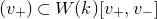 left parenthesis v Subscript plus Baseline right parenthesis subset of upper W left parenthesis k right parenthesis left bracket v Subscript plus Baseline comma v Subscript minus Baseline right bracket