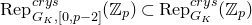 normal upper R normal e normal p Subscript upper G Sub Subscript upper K Subscript comma left bracket 0 comma p minus 2 right bracket Superscript c r y s Baseline left parenthesis double struck upper Z Subscript p Baseline right parenthesis subset of normal upper R normal e normal p Subscript upper G Sub Subscript upper K Superscript c r y s Baseline left parenthesis double struck upper Z Subscript p Baseline right parenthesis