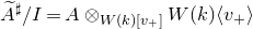 This expression defines a quotient ring or algebra as a tensor product involving a base ring, a polynomial ring extension, and a divided power or polynomial completion.