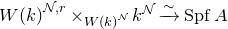 upper W left parenthesis k right parenthesis Superscript script upper N comma r Baseline times Subscript upper W left parenthesis k right parenthesis Sub Superscript script upper N Baseline k Superscript script upper N Baseline ModifyingAbove right arrow With tilde upper S p f upper A