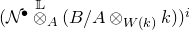 left parenthesis script upper N Superscript bullet Baseline circled times Overscript double struck upper L Endscripts Subscript upper A Baseline left parenthesis upper B divided by upper A circled times Subscript upper W left parenthesis k right parenthesis Baseline k right parenthesis right parenthesis Superscript i