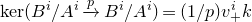 kernel left parenthesis upper B Superscript i Baseline divided by upper A Superscript i Baseline right arrow Overscript p Endscripts upper B Superscript i Baseline divided by upper A Superscript i Baseline right parenthesis equals left parenthesis 1 divided by p right parenthesis v Subscript plus Superscript i Baseline k