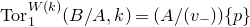 Tor Subscript 1 Superscript upper W left parenthesis k right parenthesis Baseline left parenthesis upper B divided by upper A comma k right parenthesis equals left parenthesis upper A divided by left parenthesis v Subscript minus Baseline right parenthesis right parenthesis StartSet p EndSet
