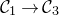 script upper C 1 right arrow script upper C 3