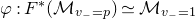 phi colon upper F Superscript asterisk Baseline left parenthesis script upper M Subscript v Sub Subscript minus Subscript equals p Baseline right parenthesis asymptotically equals script upper M Subscript v Sub Subscript minus Subscript equals 1 Baseline