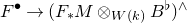 upper F Superscript bullet Baseline right arrow left parenthesis upper F Subscript asterisk Baseline upper M circled times Subscript upper W left parenthesis k right parenthesis Baseline upper B Superscript normal ♭ Baseline right parenthesis Superscript and