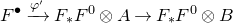 upper F Superscript bullet Baseline right arrow Overscript phi Superscript prime Baseline Endscripts upper F Subscript asterisk Baseline upper F Superscript 0 Baseline circled times upper A right arrow upper F Subscript asterisk Baseline upper F Superscript 0 Baseline circled times upper B