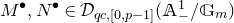 upper M Superscript bullet Baseline comma upper N Superscript bullet Baseline element of script upper D Subscript q c comma left bracket 0 comma p minus 1 right bracket Baseline left parenthesis double struck upper A Subscript minus Superscript 1 Baseline divided by double struck upper G Subscript m Baseline right parenthesis