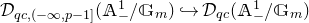 script upper D Subscript q c comma left parenthesis negative normal infinity comma p minus 1 right bracket Baseline left parenthesis double struck upper A Subscript minus Superscript 1 Baseline divided by double struck upper G Subscript m Baseline right parenthesis right arrow with hook script upper D Subscript q c Baseline left parenthesis double struck upper A Subscript minus Superscript 1 Baseline divided by double struck upper G Subscript m Baseline right parenthesis