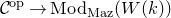 script upper C Superscript op Baseline right arrow normal upper M normal o normal d Subscript normal upper M normal a normal z Baseline left parenthesis upper W left parenthesis k right parenthesis right parenthesis