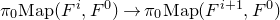 pi 0 Map left parenthesis upper F Superscript i Baseline comma upper F Superscript 0 Baseline right parenthesis right arrow pi 0 Map left parenthesis upper F Superscript i plus 1 Baseline comma upper F Superscript 0 Baseline right parenthesis
