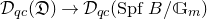 script upper D Subscript q c Baseline left parenthesis German upper D right parenthesis right arrow script upper D Subscript q c Baseline left parenthesis upper S p f upper B divided by double struck upper G Subscript m Baseline right parenthesis
