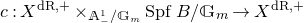 c colon upper X Superscript normal d normal upper R comma plus Baseline times Subscript double struck upper A Sub Subscript minus Sub Superscript 1 Subscript divided by double struck upper G Sub Subscript m Subscript Baseline upper S p f upper B divided by double struck upper G Subscript m Baseline right arrow upper X Superscript normal d normal upper R comma plus