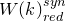 upper W left parenthesis k right parenthesis Subscript r e d Superscript s y n