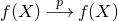 f left parenthesis upper X right parenthesis long right arrow Overscript p Endscripts f left parenthesis upper X right parenthesis