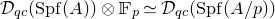 script upper D Subscript q c Baseline left parenthesis upper S p f left parenthesis upper A right parenthesis right parenthesis circled times double struck upper F Subscript p Baseline asymptotically equals script upper D Subscript q c Baseline left parenthesis upper S p f left parenthesis upper A divided by p right parenthesis right parenthesis