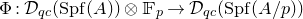 normal upper Phi colon script upper D Subscript q c Baseline left parenthesis upper S p f left parenthesis upper A right parenthesis right parenthesis circled times double struck upper F Subscript p Baseline right arrow script upper D Subscript q c Baseline left parenthesis upper S p f left parenthesis upper A divided by p right parenthesis right parenthesis