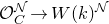 script upper O Subscript upper C Superscript script upper N Baseline right arrow upper W left parenthesis k right parenthesis Superscript script upper N