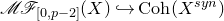 script upper M script upper F Subscript left bracket 0 comma p minus 2 right bracket Baseline left parenthesis upper X right parenthesis right arrow with hook upper C o h left parenthesis upper X Superscript s y n Baseline right parenthesis